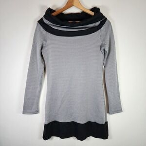 RUELLE Houndstooth Dress Womens Large Black White Plaid Check Wide Turtle Neck‎